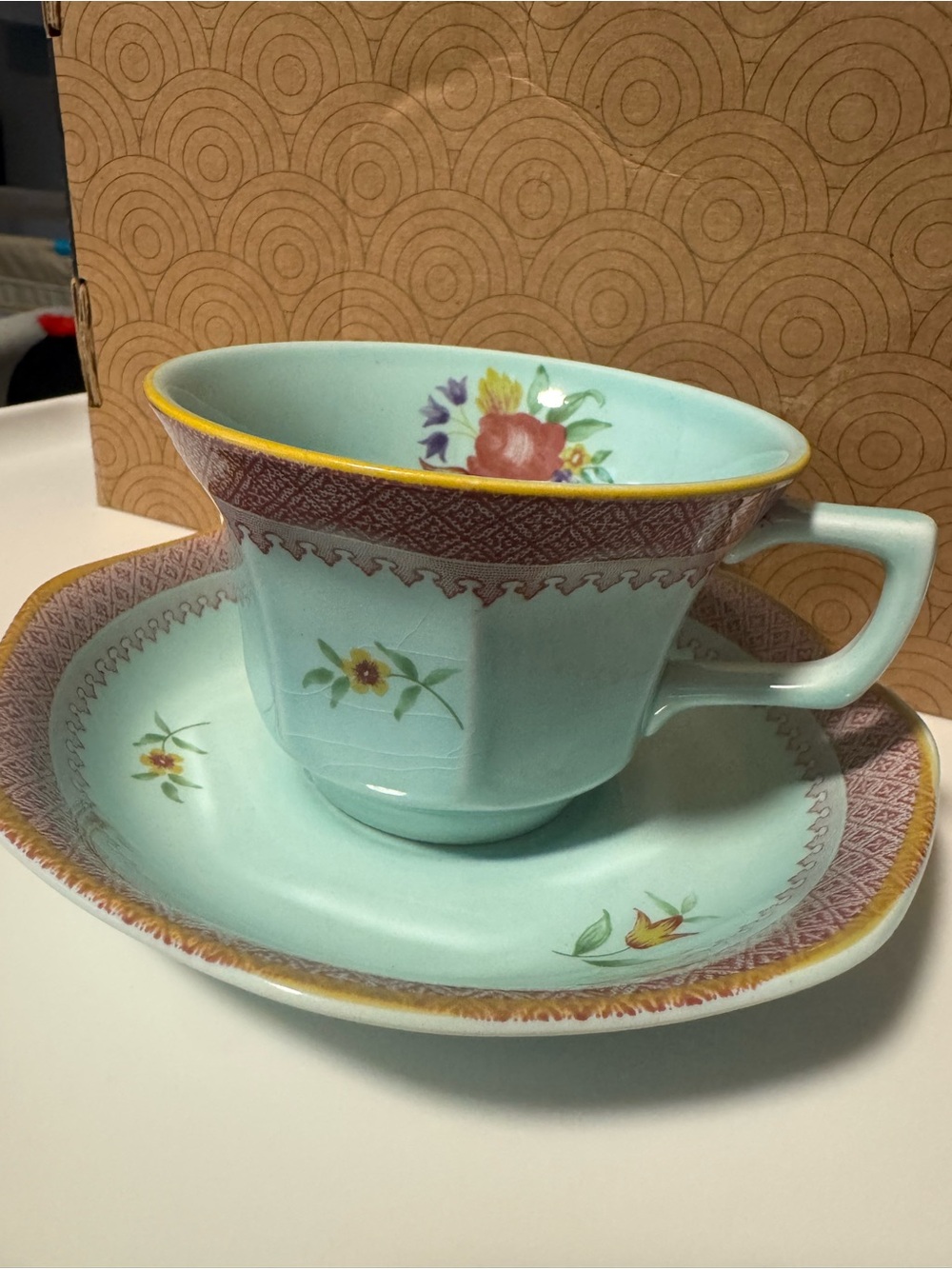 Vintage Adams Real English Ironstone Floral Set – 2 Cups & 4 Saucers